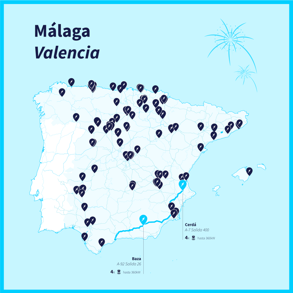 Rutas en coche eléctrico desde Málaga a Valencia